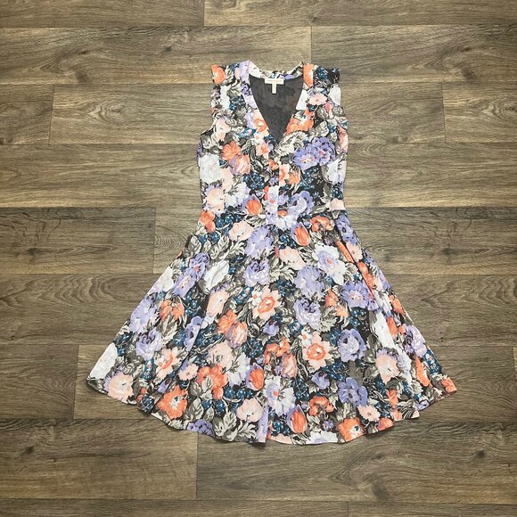 Rebecca Taylor Silk Penelope Dress Floral V-Neck Size 0 - Picture 3 of 6